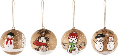Dekoratief | Hanger bal m/sneeuwman/hondje, karton, 7x7x7cm, 4ass. | A248188