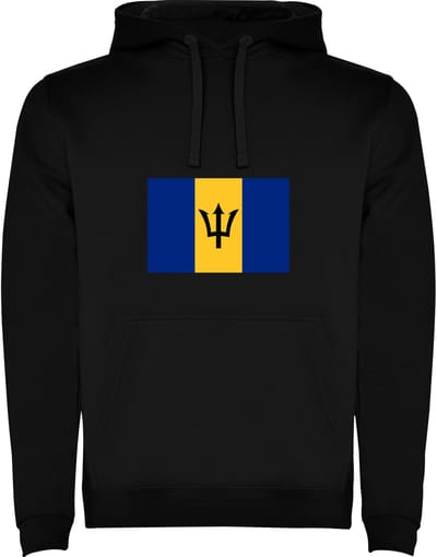Zwarte Hoodie met Wereldse vlag land Barbados Full Color Maat M