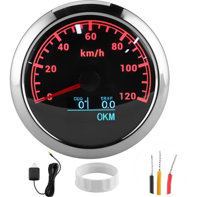 Compteur de vitesse GPS Odomètre Affichage de l'angle de direction Instrument multifonction 85 mm pour Moto Bateau Voiture 120km/h