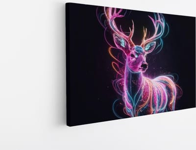 Saammp Canvas Schilderij - Abstract Kleurrijk Hert - Natuur - Dieren - 45x30 - Foto op canvas - Wanddecoratie - Muurdecoratie Woonkamer - Slaapkamer decoratie - Canvas Print