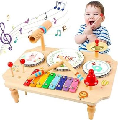 DD® Drumstel Voor Kinderen - Kinder Drumstel - Speelgoed Drumstel - 31x15x15cm - Natuurlijk