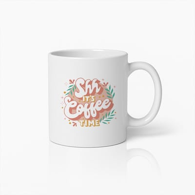Shh It’s Coffee Time Mok 330ml – Schattige en Gezellige Koffiebeker – Perfect Cadeau voor Koffieliefhebbers & Ochtendmensen