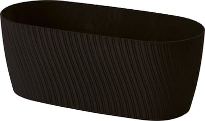 Form Plastic Plantenbak/bloembak Waves - kunststof - zwart - L27 x B12 x H11 cm - rond