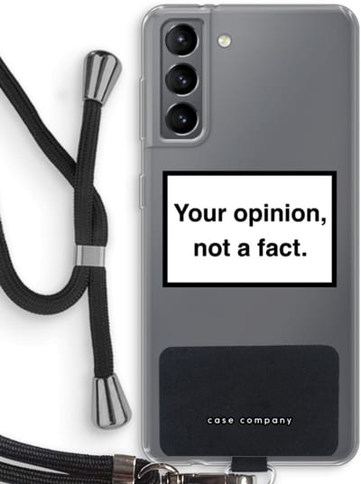 Hoesje met koord geschikt voor Samsung Galaxy S21 hoesje met Koord - Your opinion - Telefoonhoesje met Zwart Koord - Bescherming aan alle Kanten en Over de Schermrand