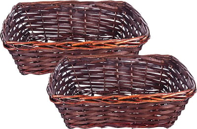 CM Rieten mandje - 2x - donker bruin - 36 x 26 x 12 cm - rechthoek - opbergmand