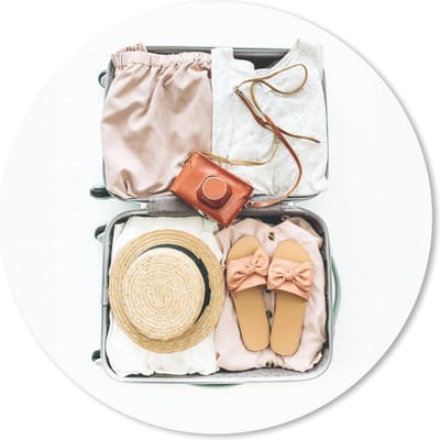 Muismat rond 20x20 cm - Mousepad Koffer - Camera - Slippers - Ronde muismatten