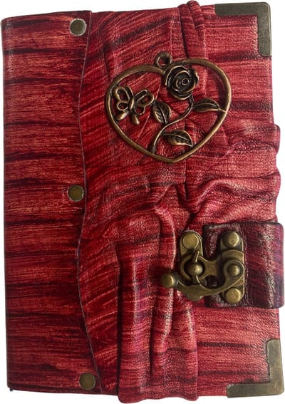 Vintage Schetsboek - Notitieboek - A6 - Bloem - Leer - Handgemaakt - Ongebleekt papier - Dagboek - Cadeau tip - Rood