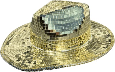Toppers 2025 spiegelhoed, discohoed goud.