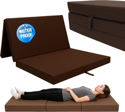 Opvouwbaar matras 200x120x10 cm - Vouwmatras camping, camper, logeermatras - Waterdicht - Bruin