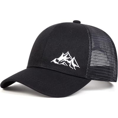 Unisex Bergketting Borduurwerk Baseball Netpetten Lente en Zomer Buiten Verstelbare Casual Hoeden Zonbescherming Hoed black