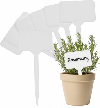 YUGN Plantenlabels 20 Stuks - Herbruikbare Bamboe Plantetiketten - Groot Schrijfvlak 6x10 CM - Inclusief Pen