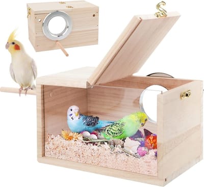 Vogelnestkast - Transparant Design - Natuurlijke Hout - Eenvoudig te Reinigen - Voor Kleine en Middelgrote Vogels