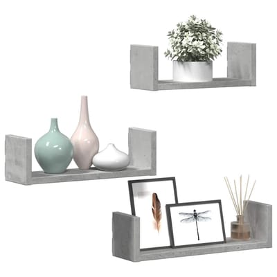 vidaXL - Wandschappen - 3 - st - bewerkt - hout - betongrijs