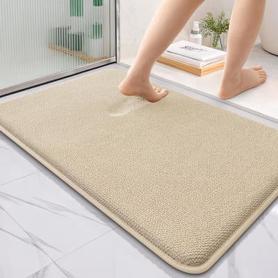 Effen fluwelen traagspons badkamertapijt - comfortabel en waterabsorberend - 1 stuk - diverse kleuren