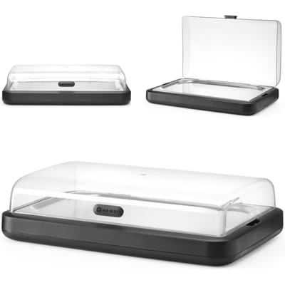 HENDI Koelopzetvitrine GN 1/1 - polypropyleen en rvs - 59,3x38,9x14,7 cm - zwart - voor buffet