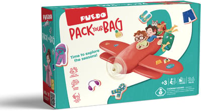 PUEDO® Pack Your Bag – Educatief Klittenband Spel over Seizoenen – 36-delig EVA Speelgoed – Leerzaam Reisspel voor Kinderen vanaf 3 Jaar – Matching & Fijne Motoriek
