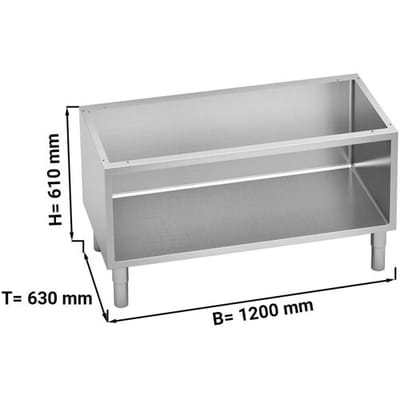 GGM Gastro Offener Unterbau - 1200mm - mit abgerundeten Kanten Zilver