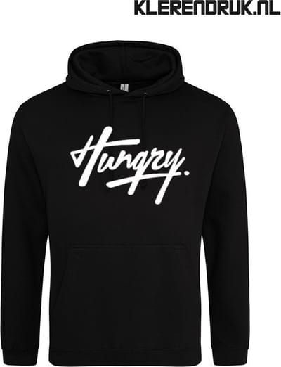 Honger | Hoodie | Sweater | Capuchon | Trui | Hooded | Print | Honger | Feest | Carnaval | Party | Zwart | Maat XXL