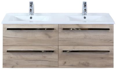 Seville Badmeubelset 120 cm - 4 Laden Craft Oak - Wastafel Enjoy Dubbel