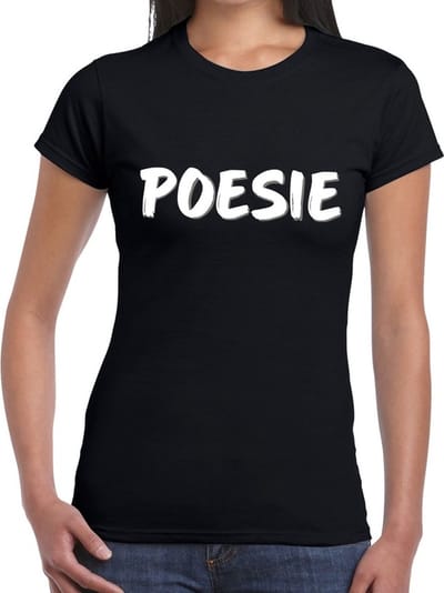 Fun t-shirt zwart voor dames - Poesie t-shirt XS