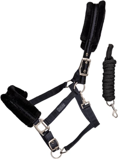 Kingsland - Blanca - Halsterset - met nep bont - Navy - Pony
