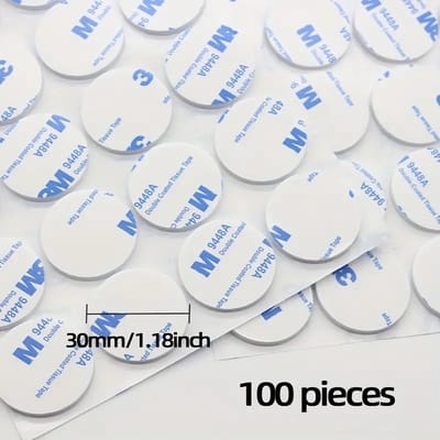 100 stuks Witte Dubbelzijdige Schuimtape - EVA Ronde Zelfklevende Pads - 30 mm - Sterke Montage Tape Voor Muren, Deuren, Hout en Glas