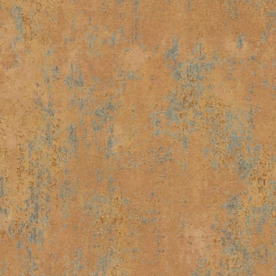 Pleister-look behang Profhome 786296-GU vliesbehang hardvinyl warmdruk in reliëf gestructureerd met metalen accenten en metalen accenten bruin okerbruin platina oranjebruin 5,33 m2