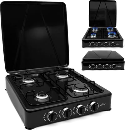 Soroh® - Gas kooktoestel 4 pits - Campingkooktoestel - Gaskookplaat - Zwart