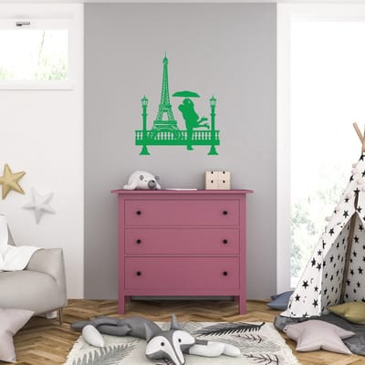 Muursticker - Paris - 58 x 71 - Groen
