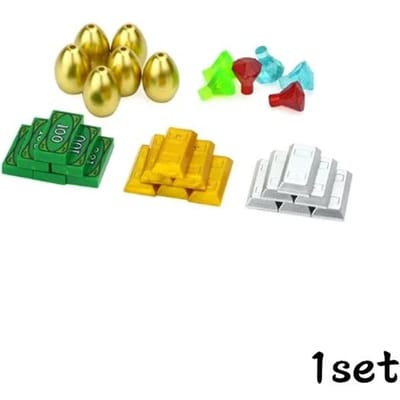 Mijn Eigen Creatie Schatkist Contant Geld Dollar Munt Diamanterts Goud Zilver Contant Geld Passend 28556 30153 30385 3069 Stad Bouwstenen Kinderen yellow