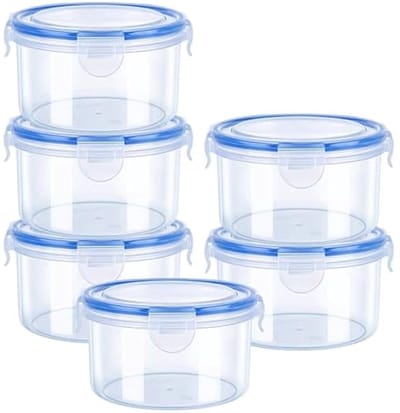 longziming - Ronde Luchtdichte Voedselopbergdozen - Stapelbare Bewaardozen Keuken - Meal Prep Bakjes Set - Temperatuurbestendig Voor Magnetron En Vriezer - Ruimtebesparend Opbergen Voor Koelkast - 6 Stuks