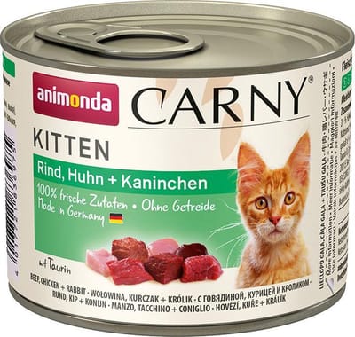 Animonda Carny Rund, Kip + Konijn kitten 6 x 200 gram -kattenvoer-natvoer-