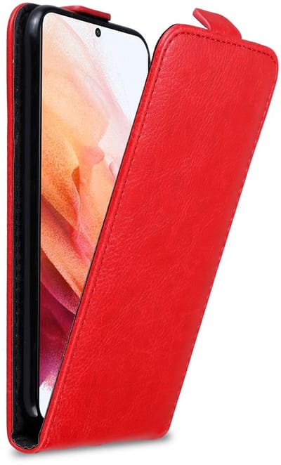 Cadorabo Hoesje geschikt voor Samsung Galaxy S21 5G in APPEL ROOD - Beschermhoes in flip design Case Cover met magnetische sluiting