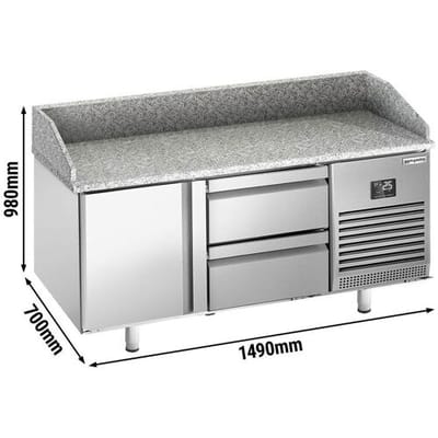GGM Gastro Pizzakühltisch Premium PLUS - 1490x700mm - mit 1 Tür & 2 Schubladen