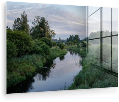 ® Glasschilderij 180x120 cm - Schilderij acrylglas - De Narewka-rivier bij het bos van Białowieża in Polen - Foto op glas - Muurdecoratie woonkamer - Wanddecoratie slaapkamer - Schilderijen