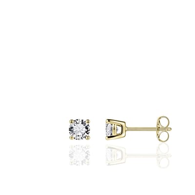 Je Jewels Inc. - Oorbellen - Oorsteker Solitaire gezet met Zirkonia - 5mmØ - Geelgoud Verguld Zilver 925