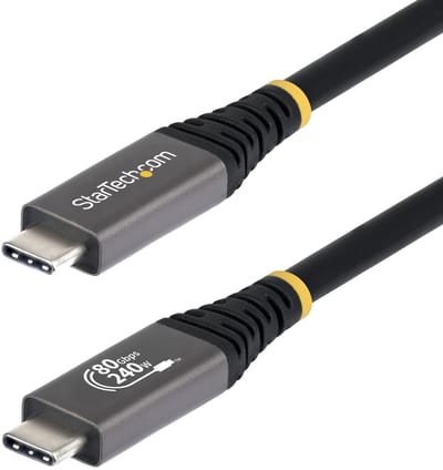 StarTech.com 1,5m USB4 Kabel, 80Gbps, USB-IF Gecertificeerde USB-C Kabel, 240W PD, 8K 120Hz/4K 240Hz, DP2.1, DP80, Thunderbolt 4 Compatibel, USB Type-C Kabel