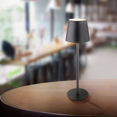 Globo LED tafellamp Vannie, zwart, hoogte 36 cm, IP44