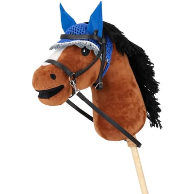 QHP Hobby Horse oornetje - Kobaltblauw gehaakt oornetje - LET OP!! EXCLUSIEF HOBBY HORSE