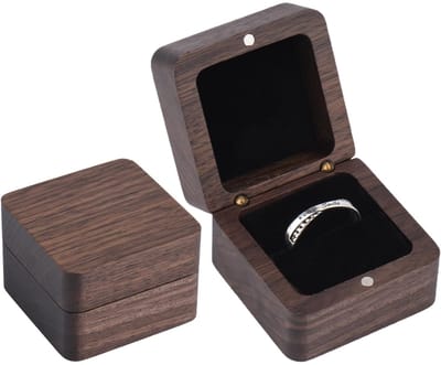 JHUBERS- Ringendoos Hout - Handgemaakte Ringendoos - Verlovingsdoos - Sieradendoosje - Magnetische Sluiting - Geschikt voor Ringen en Oorbellen - Sieradendoos