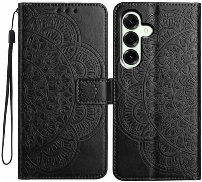 Mandala Book Case Geschikt voor Samsung Galaxy A17 / A26 - Hoesje met Pasjeshouder Zwart