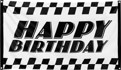 Boland - Polyester vlag Racing 'Happy birthday' - Sport - Autosport - Racewagen - Autorace - Finish vlag - Verjaardag