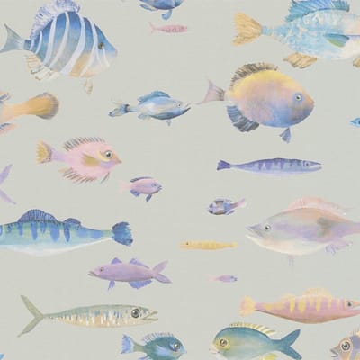 Kinderbehang Profhome 396964-GU vliesbehang hardvinyl warmdruk in reliëf licht gestructureerd met dieren patroon mat grijs violet geel blauw 5,33 m2