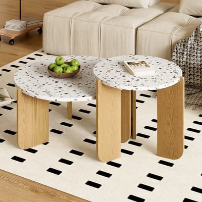 Moderne Salontafel Set - Samengestelde Tafel - Bijzettafel Set voor Woonkamer en Balkon - 2-delige Set - MDF - Zwart