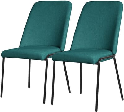 Eetkamerstoelen set van 2 petrol met rugleuning, gestoffeerde stoelen voor eetkamer & keuken ML-Design