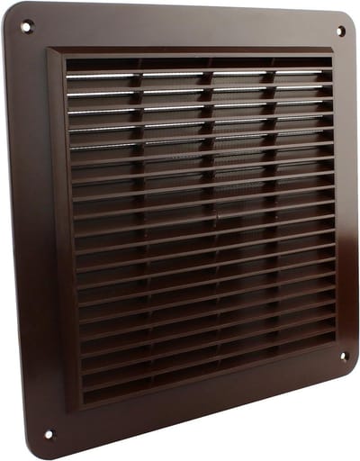Ventilatierooster Afsluitrooster - Wandmontage Rooster - Insecten Buiten Houden - Directe Wandmontage - 250 x 250 mm - Bruin