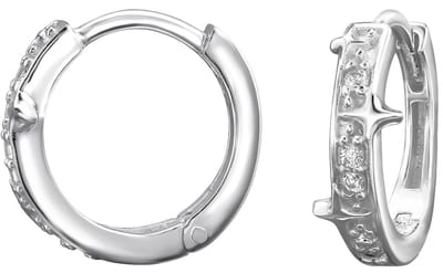 Joy|S - Zilveren oorringen - 12 mm / 2.2 mm - zirkonia setting met sparkling ster - klap scharnier sluiting - sterling zilver 925 - oorbellen - t75