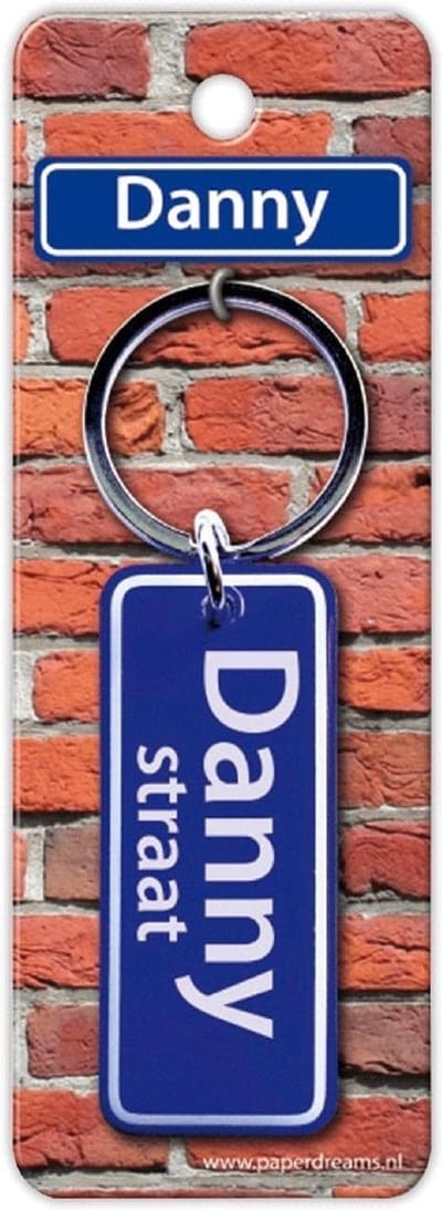 Paper Dreams Sleutelhanger Straatnaam Danny 9 Cm Staal Blauw