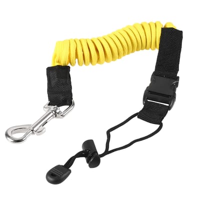 Laisse élastique pour pagaie, kayak, canoë, canne à pêche, bateau à rames, cordon enroulé, corde d'attache jaune
