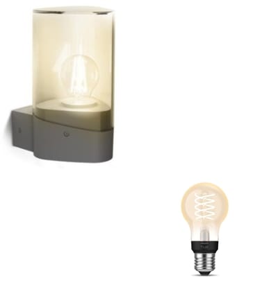Philips Hue Nayl Wandlamp voor Buiten Up (Antraciet) - Buitenlamp - E27 - Warmwit Licht - Hue White Filament